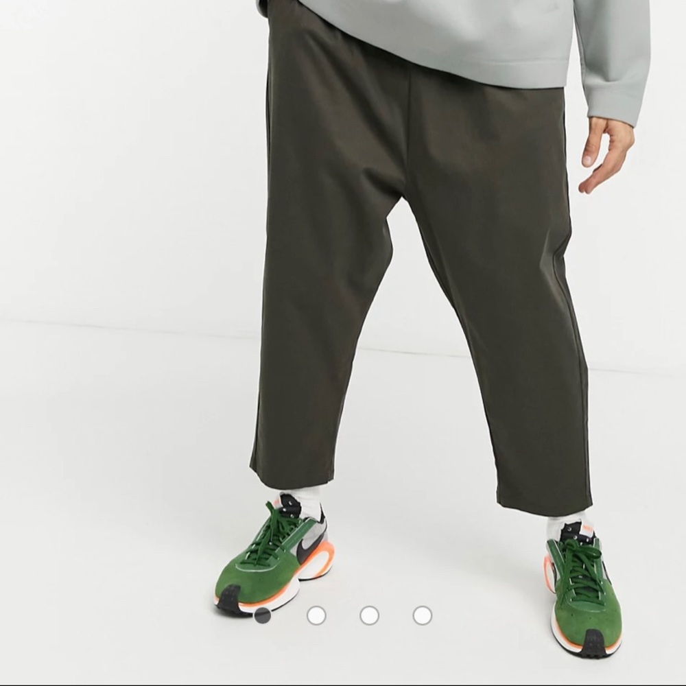 ASOS DESIGN drop crotch chinos in khaki